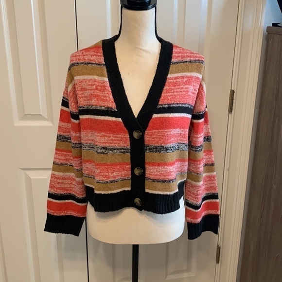 BP Black Marl Striped Cardigan - Picture 1 of 7